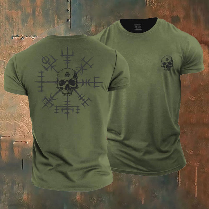 WorldNorse Vegvisir Totenkopf Design T-Shirt - Dunkelgrün - US/UK/AU50, EU60 (5XL) - image 4