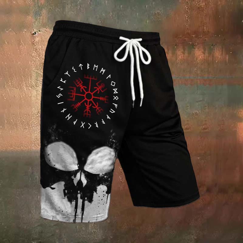 WorldNorse Shorts mit Vegvisir -Wikinger-Print - Rot - US/UK/AU54，EU64 (7XL) - image 0