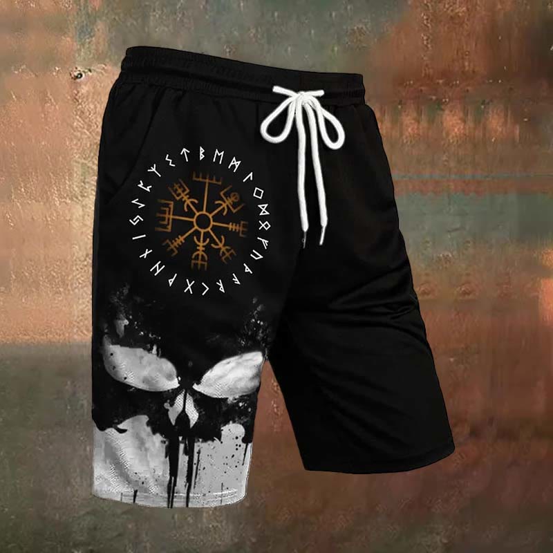 WorldNorse Shorts mit Vegvisir -Wikinger-Print - Gold - US/UK/AU54，EU64 (7XL) - image 1