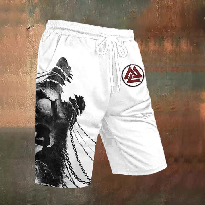 WorldNorse Chained Wolves Valknut Shorts