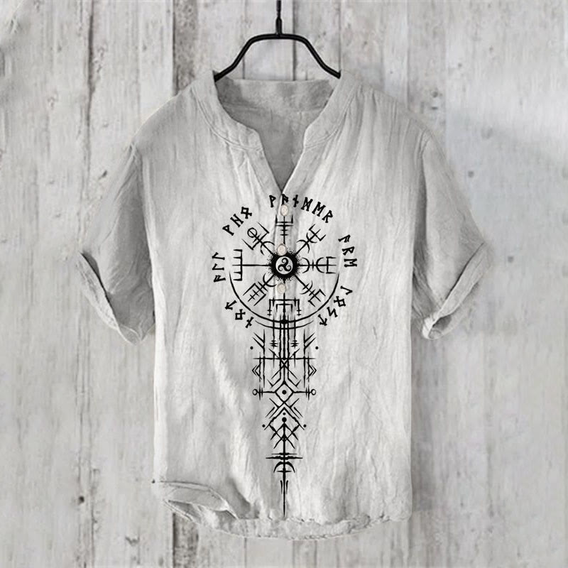 WorldNorse Viking Vegvisir Rune Freizeithemd - US/UK/AU50, EU60 (5XL) - image 0