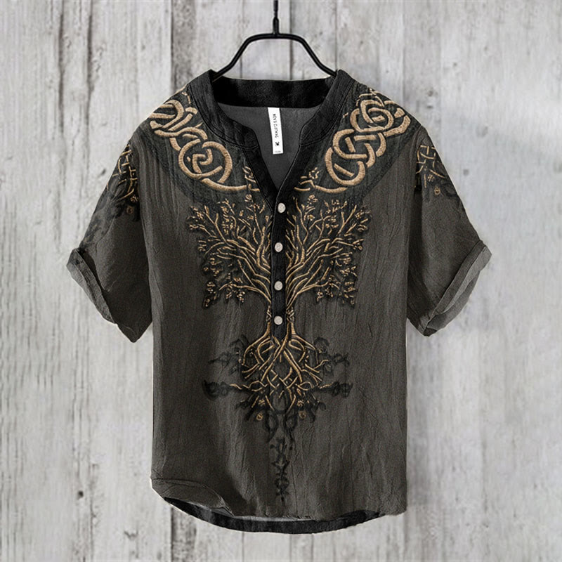 WorldNorse Viking Yggdrasil Schieferschwarzes Freizeithemd - US/UK/AU50, EU60 (5XL) - image 0