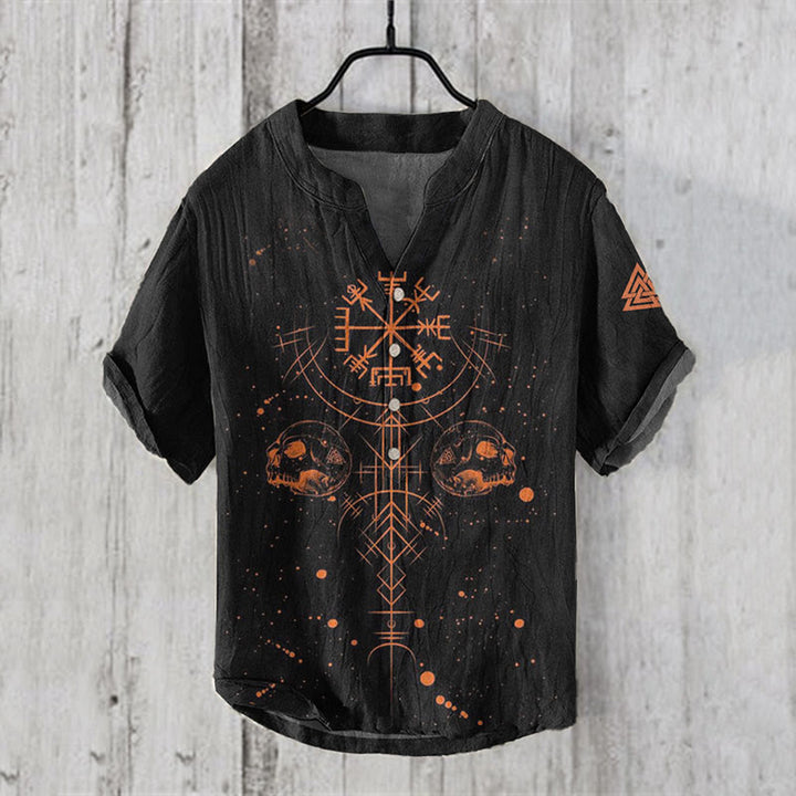 WorldNorse Vegvisir Valknut Totenkopf Freizeithemd - US/UK/AU50, EU60 (5XL) - image 0