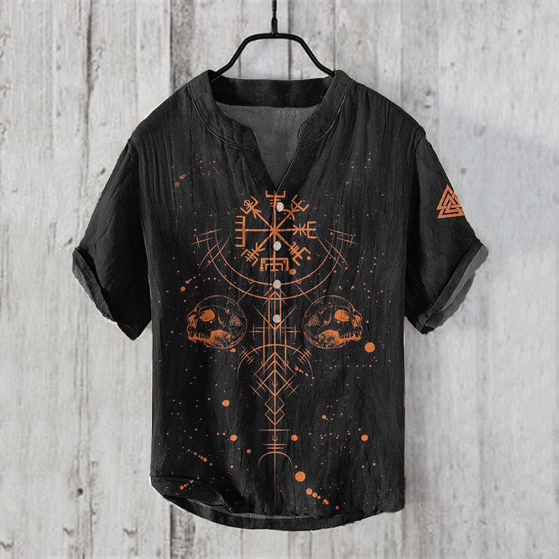 WorldNorse Vegvisir Valknut Totenkopf Freizeithemd - US/UK/AU50, EU60 (5XL) - image 1