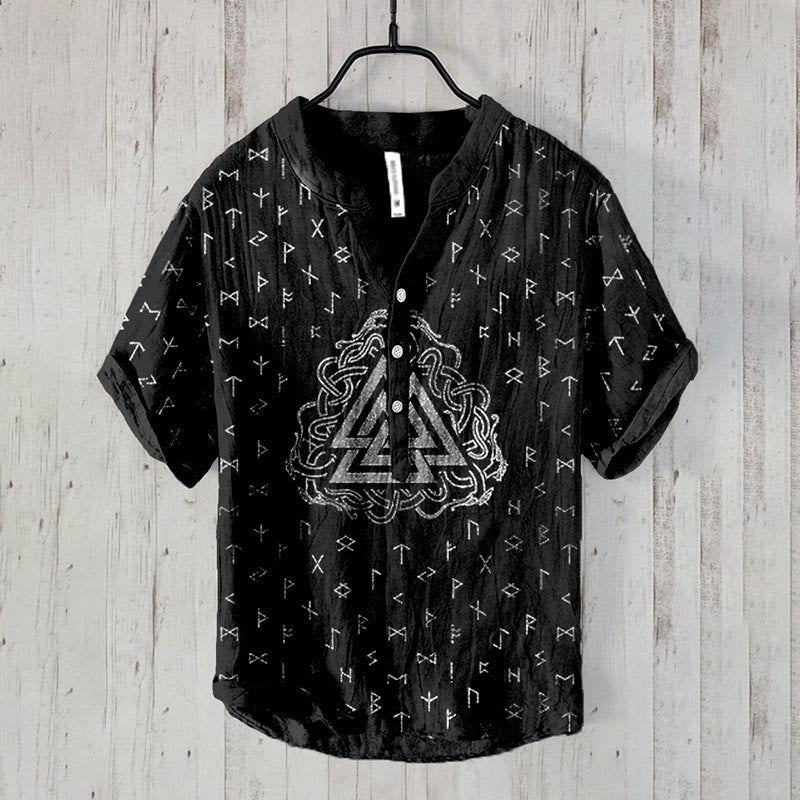 WorldNorse Nordischer Drache , der Valknut Rune umschlingt, Freizeithemd - Schwarz - US/UK/AU50, EU60 (5XL) - image 1
