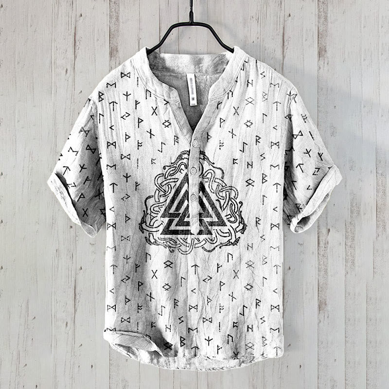 WorldNorse Nordischer Drache , der Valknut Rune umschlingt, Freizeithemd - Weiß - US/UK/AU50, EU60 (5XL) - image 0