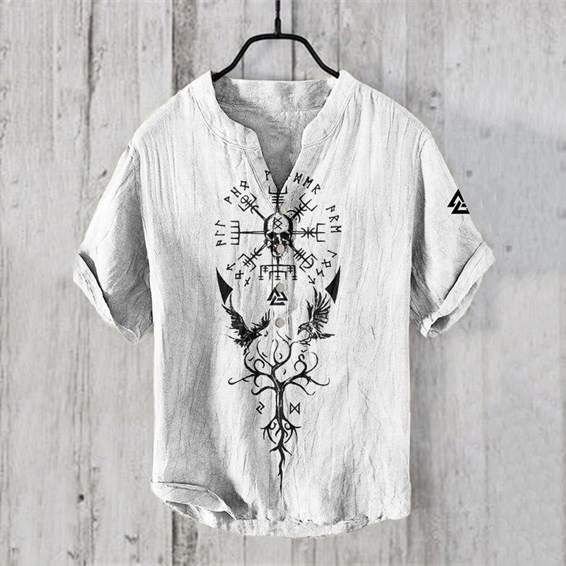 WorldNorse Yggdrasil Totenkopf Vegvisir Freizeithemd - US/UK/AU50, EU60 (5XL) - image 1