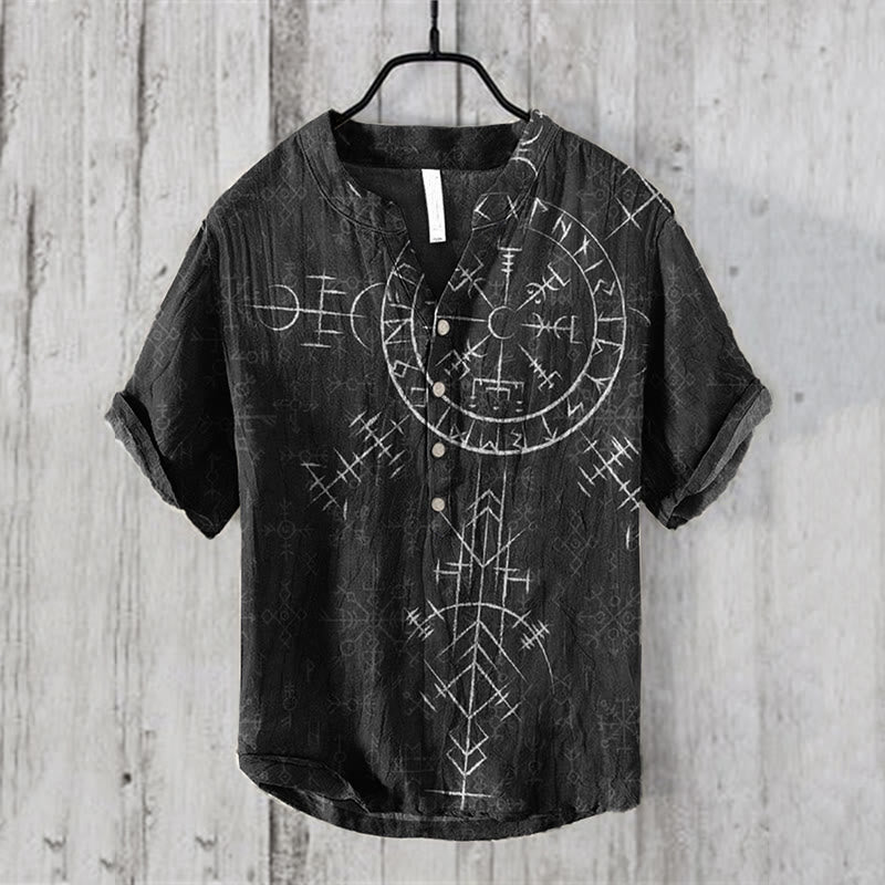 WorldNorse Vegvisir Radiating Rune Muster Bedrucktes Freizeithemd - US/UK/AU50, EU60 (5XL) - image 0