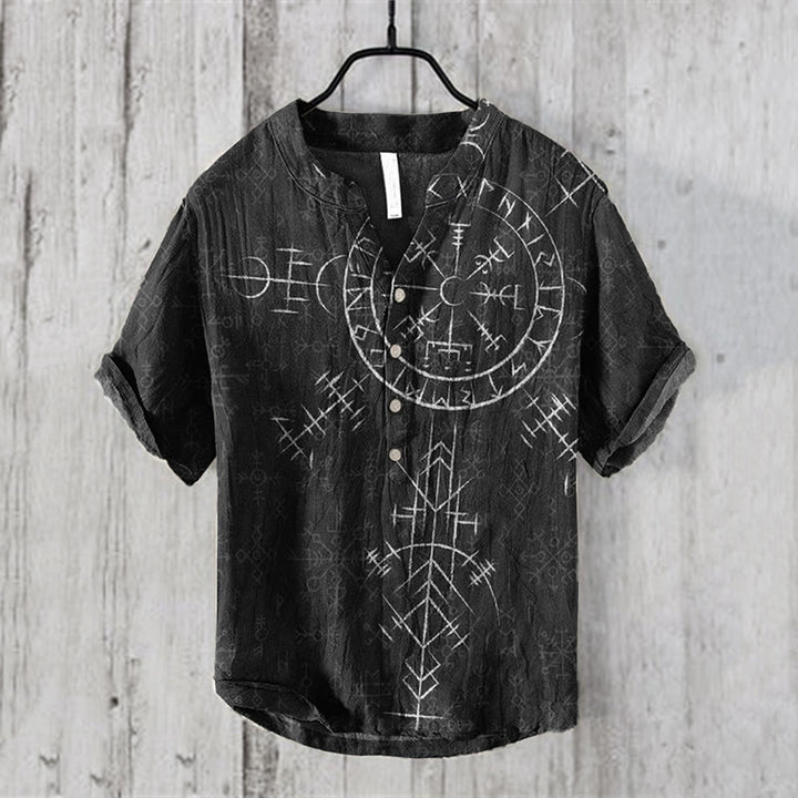 WorldNorse Vegvisir Radiating Rune Muster Bedrucktes Freizeithemd - US/UK/AU50, EU60 (5XL) - image 0