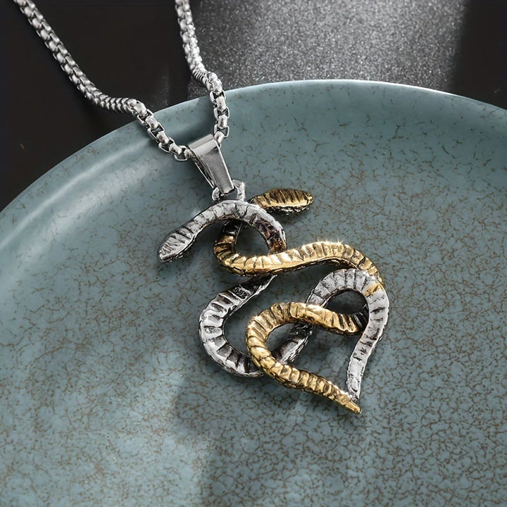 WorldNorse Zweifarbige Halskette mit verschlungenem Schlangenamulett - image 4