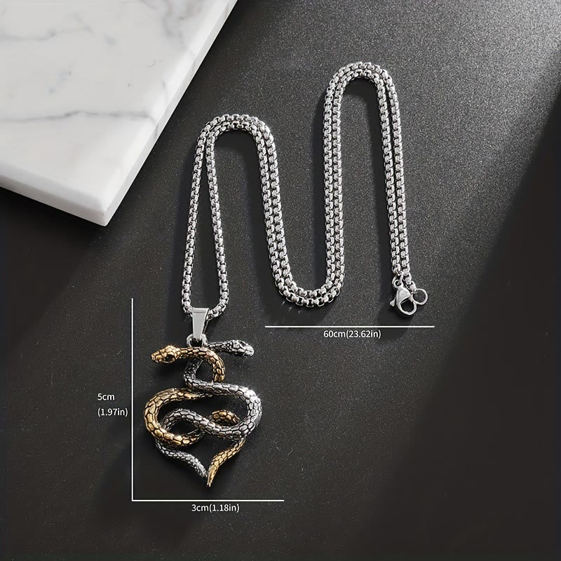 WorldNorse Zweifarbige Halskette mit verschlungenem Schlangenamulett - image 6