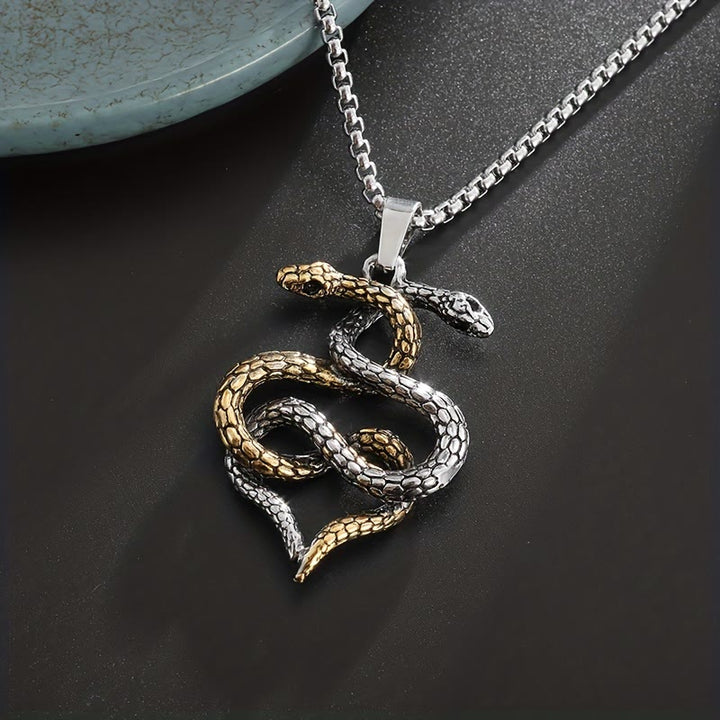 WorldNorse Zweifarbige Halskette mit verschlungenem Schlangenamulett - image 3