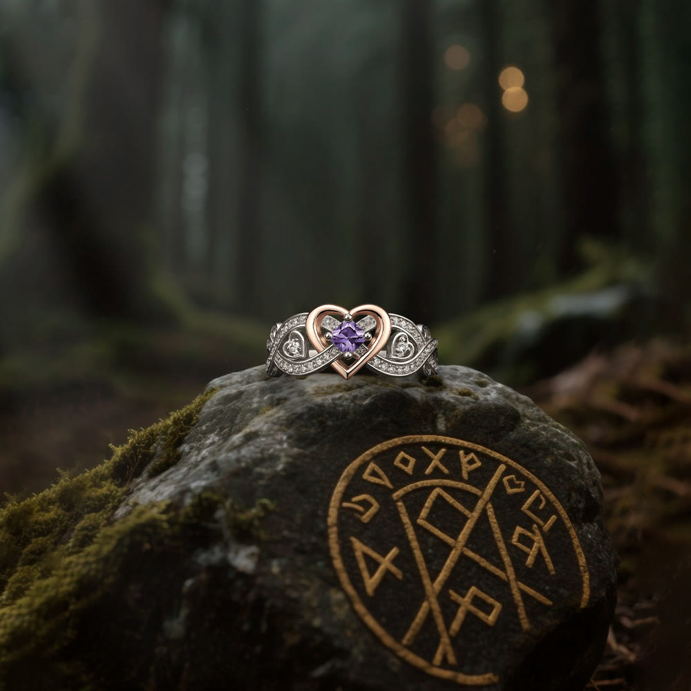 WorldNorse Freyjas Herz Amethyst Liebesknotenring - image 5