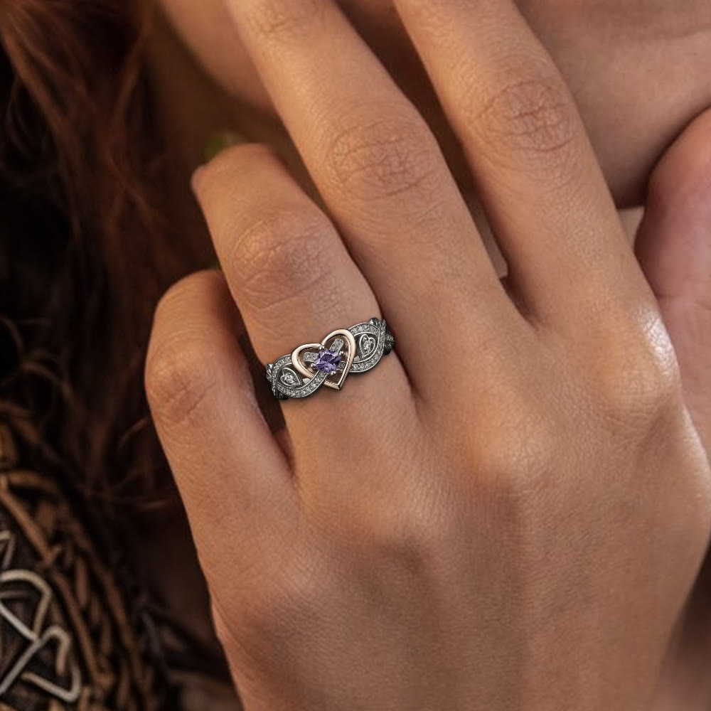WorldNorse Freyjas Herz Amethyst Liebesknotenring - image 2