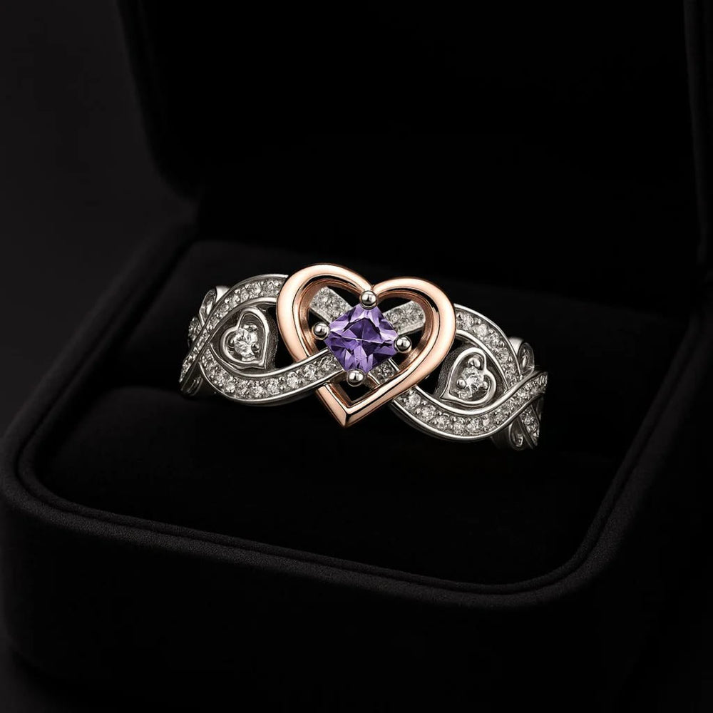 WorldNorse Freyjas Herz Amethyst Liebesknotenring - image 1