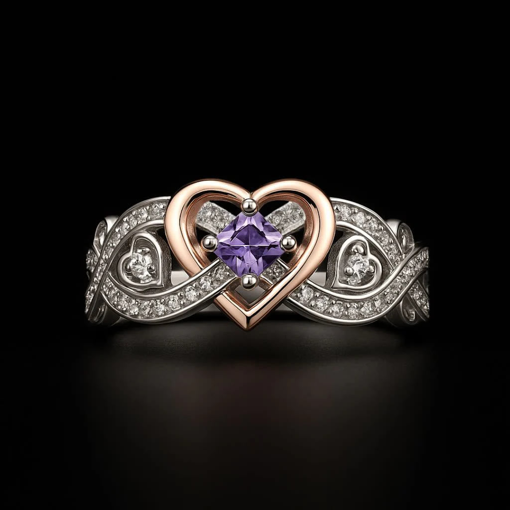 WorldNorse Freyjas Herz Amethyst Liebesknotenring - 67mm - image 0