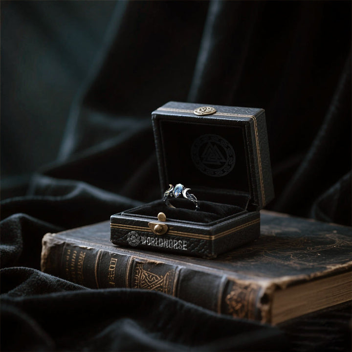 WorldNorse Mondstein-Halbmond-Zwillingsmondring - image 5