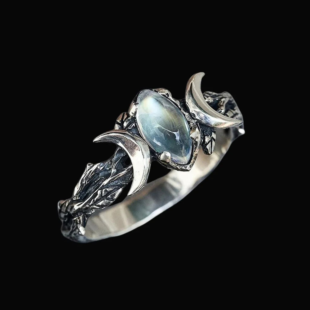 WorldNorse Mondstein-Halbmond-Zwillingsmondring - image 1