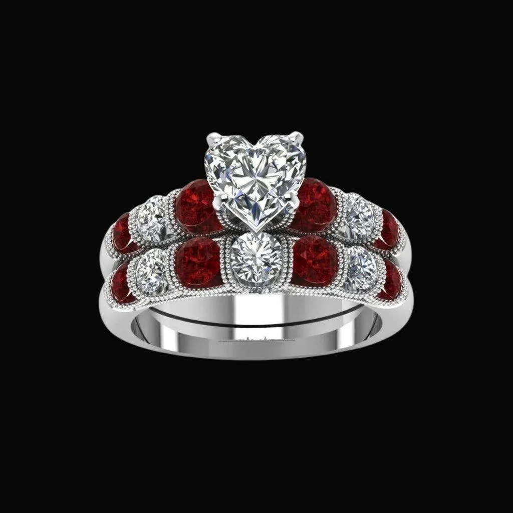 WorldNorse Freyjas Herz-Granatring - 67mm - image 0