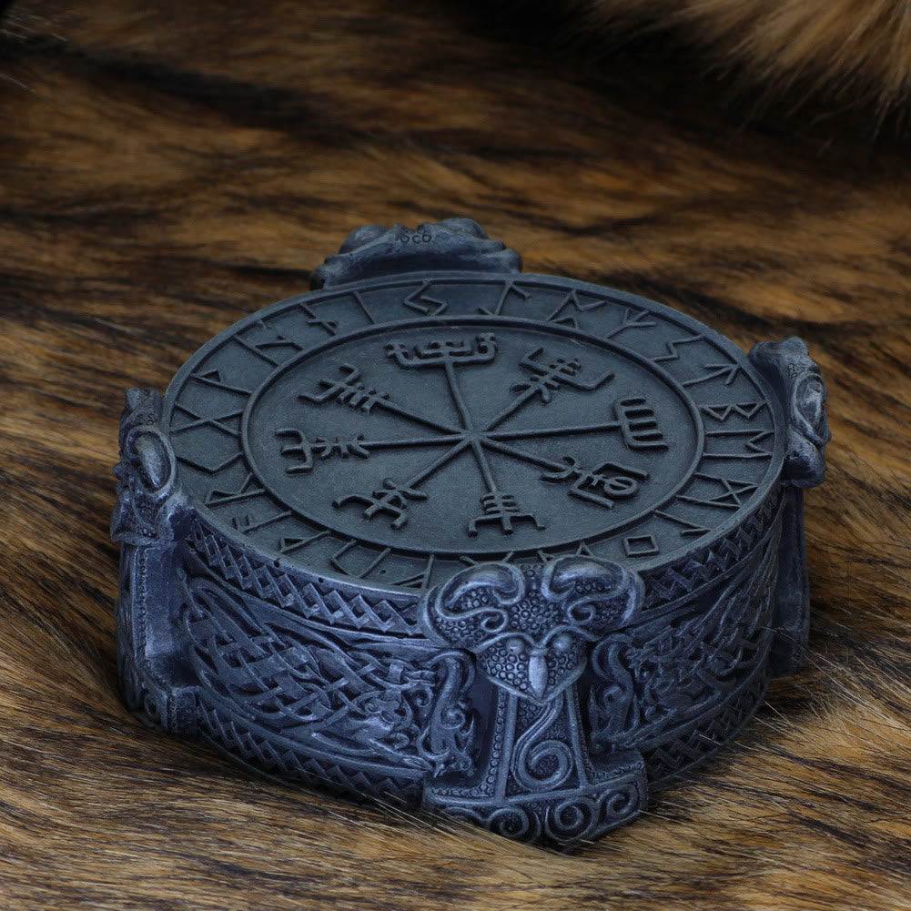 WorldNorse Handgefertigte Schmuckschatulle mit Rune Mjölnir