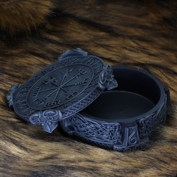 WorldNorse Handgefertigte Schmuckschatulle mit Rune Mjölnir