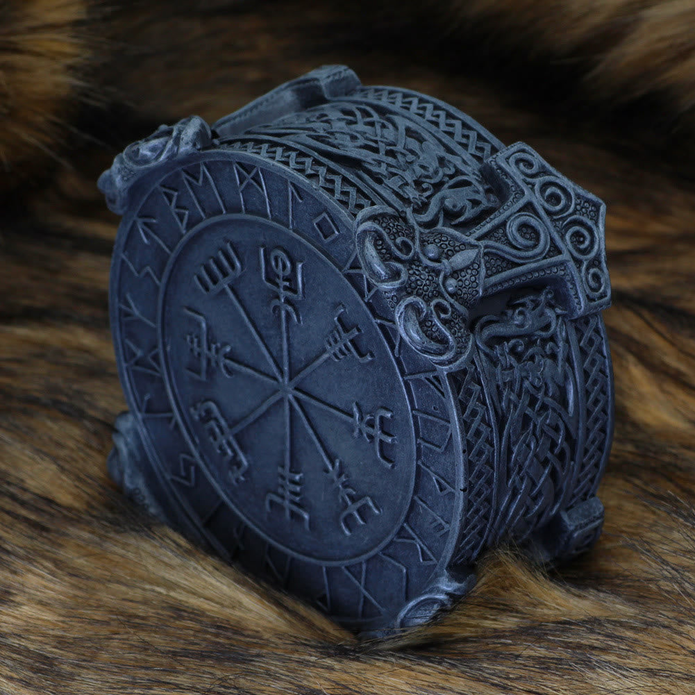 WorldNorse Handgefertigte Schmuckschatulle mit Rune Mjölnir
