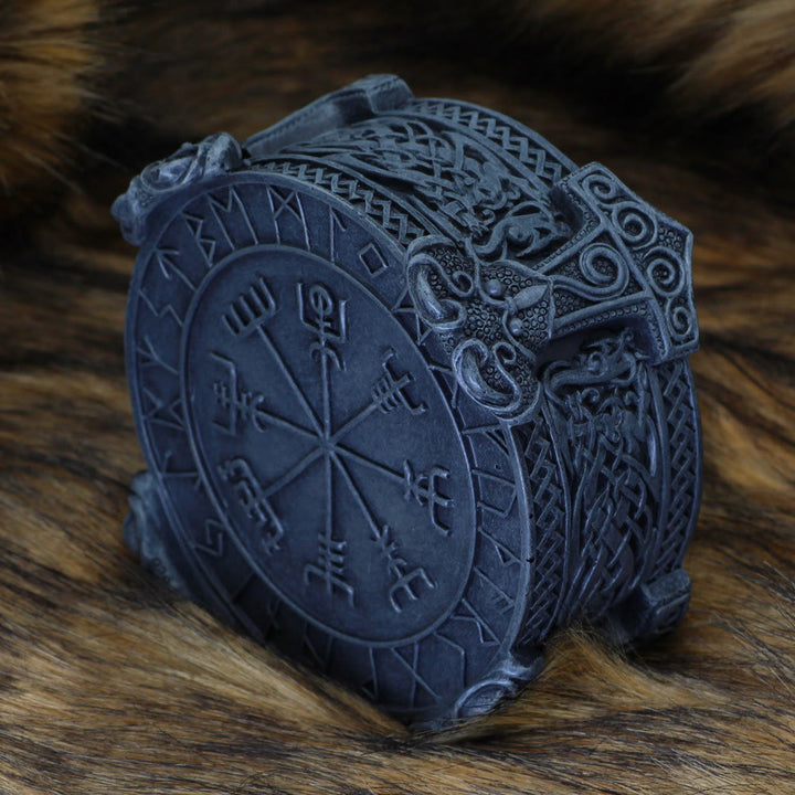 WorldNorse Handgefertigte Schmuckschatulle mit Rune Mjölnir