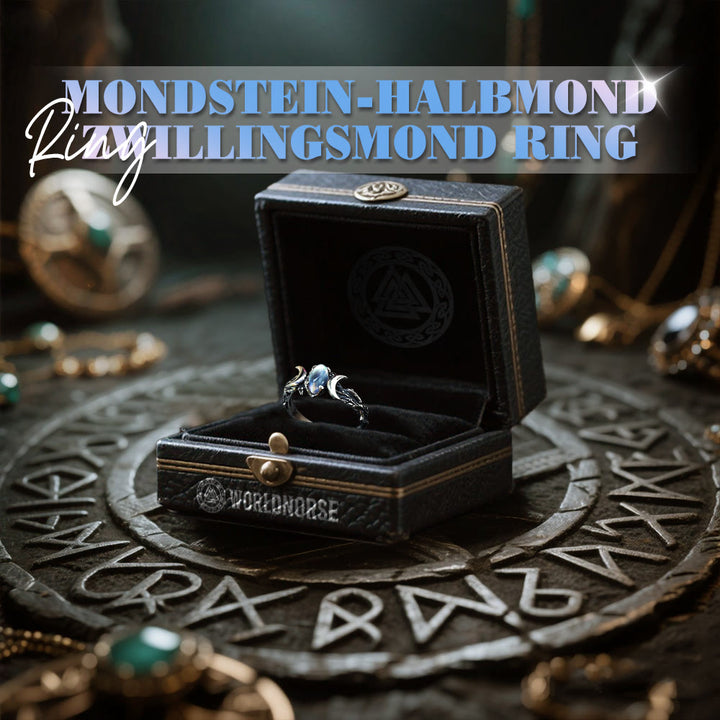 WorldNorse Mondstein-Halbmond-Zwillingsmondring - image 4