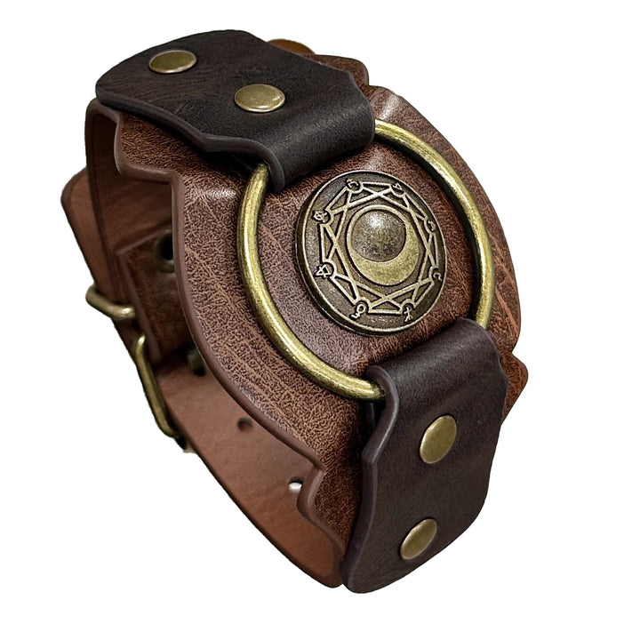 WorldNorse Retro-Armreif aus Leder mit Wikinger-Runen - Braun#A - image 0