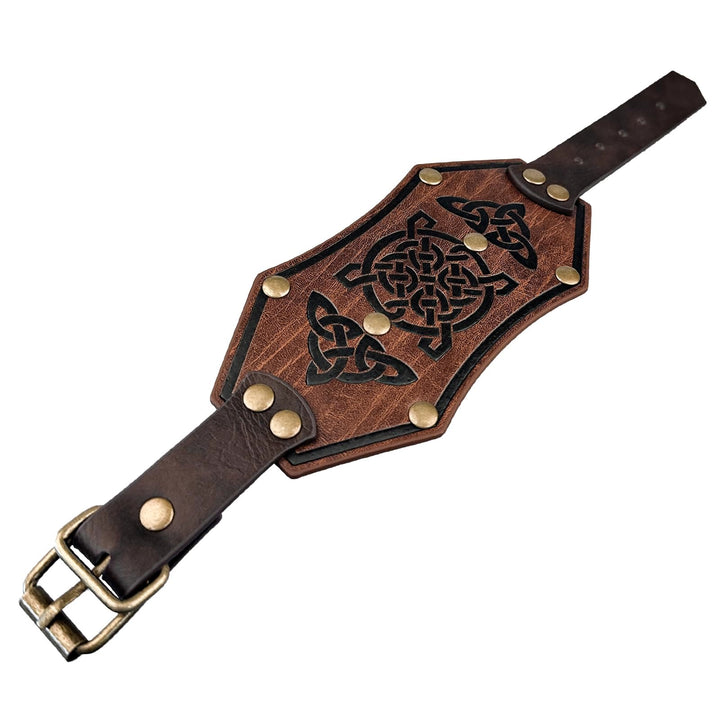 WorldNorse Retro-Armreif aus Leder mit Wikinger-Runen - Braun#B - image 11
