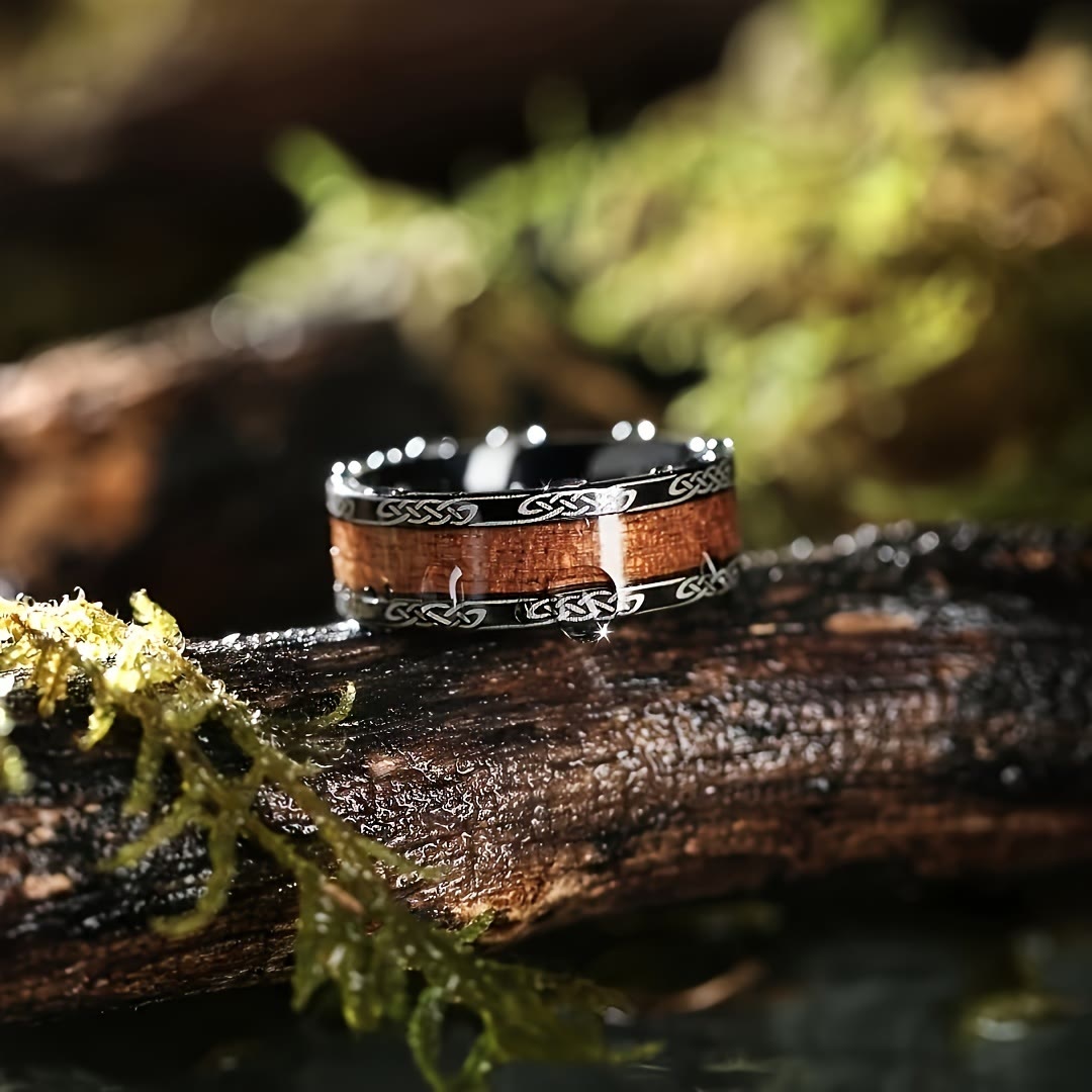 WorldNorse Ring mit Keltischer Knoten und Holzeinlage - Keltischer Knoten - 70mm - image 0