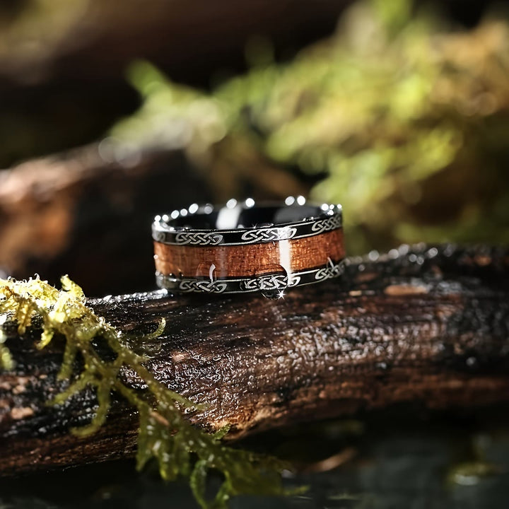 WorldNorse Ring mit Keltischer Knoten und Holzeinlage - Keltischer Knoten - 70mm - image 0