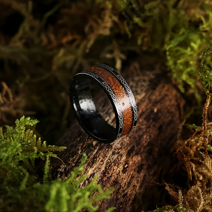 WorldNorse Ring mit Keltischer Knoten und Holzeinlage - image 3