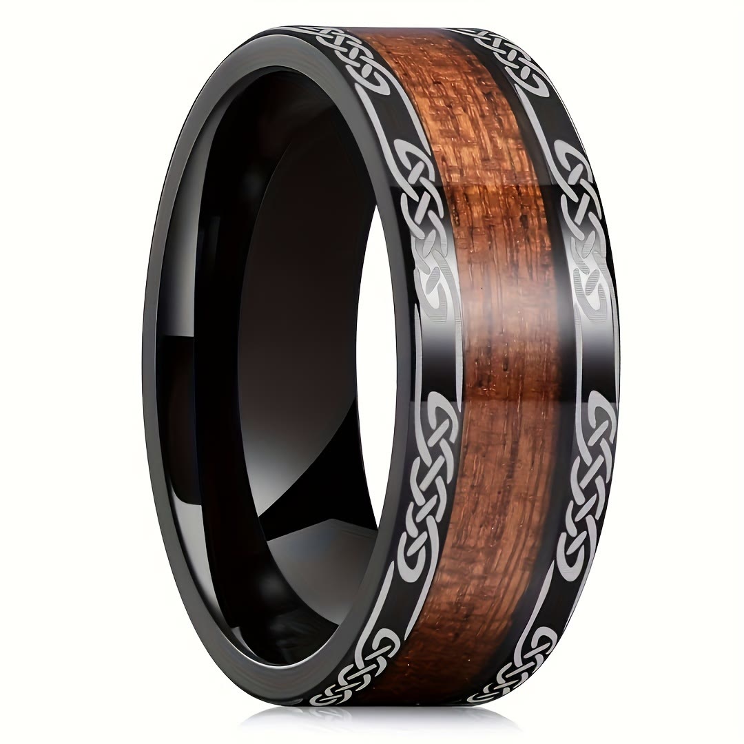 WorldNorse Ring mit Keltischer Knoten und Holzeinlage - image 4