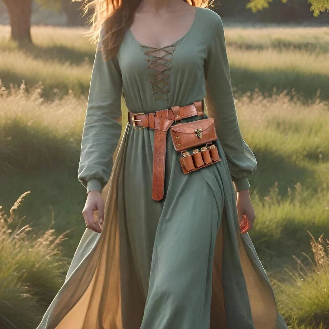 WorldNorse Mittelalterliche Gürteltasche mit 4 Korkflaschen und Zaubertrank
