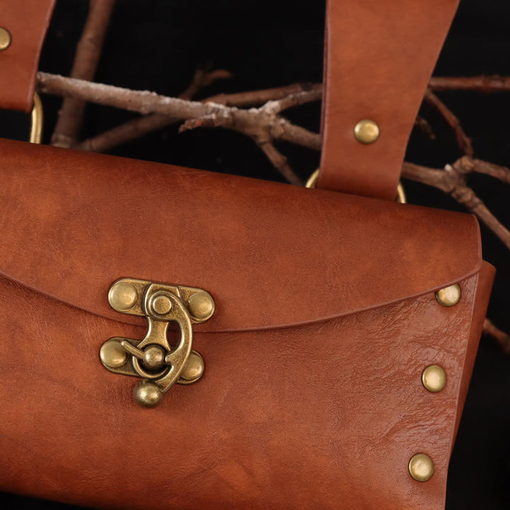 WorldNorse Mittelalterliche Gürteltasche mit 4 Korkflaschen und Zaubertrank