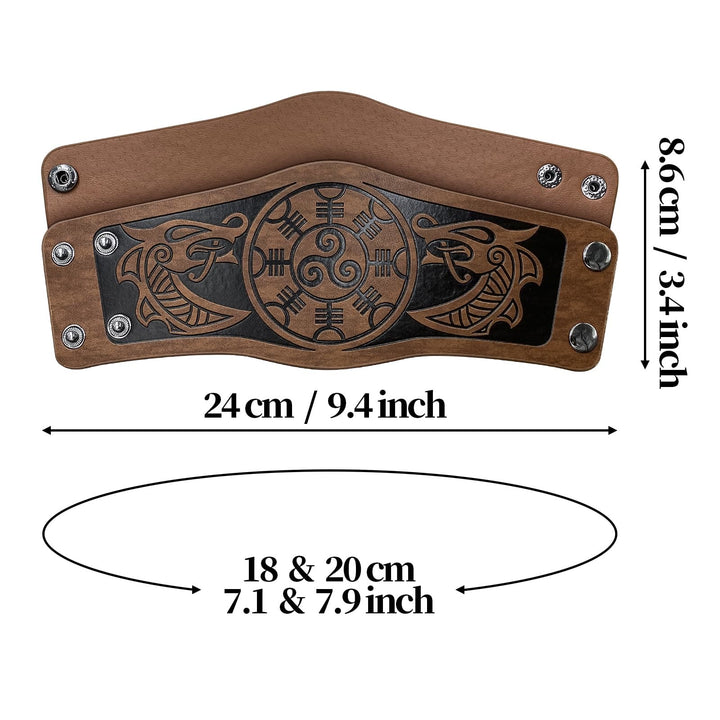 WorldNorse Armschienen mit Nordischer Drache Mjölnir und Vegvisir -Manschette