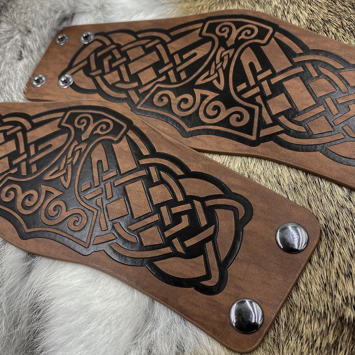 WorldNorse Armschienen mit Nordischer Drache Mjölnir und Vegvisir -Manschette