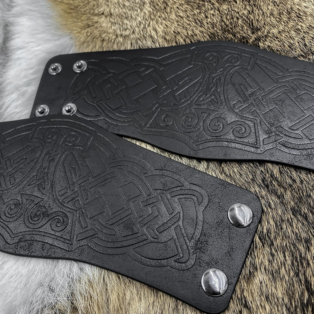 WorldNorse Armschienen mit Nordischer Drache Mjölnir und Vegvisir -Manschette