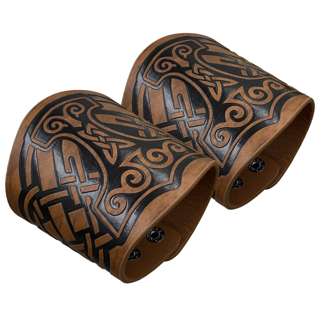 WorldNorse Armschienen mit Nordischer Drache Mjölnir und Vegvisir -Manschette