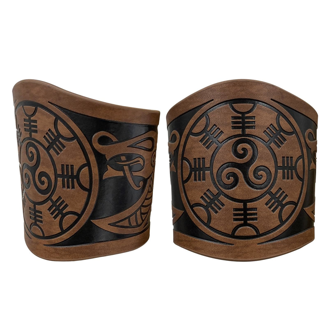WorldNorse Armschienen mit Nordischer Drache Mjölnir und Vegvisir -Manschette