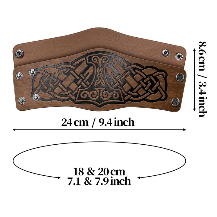WorldNorse Armschienen mit Nordischer Drache Mjölnir und Vegvisir -Manschette