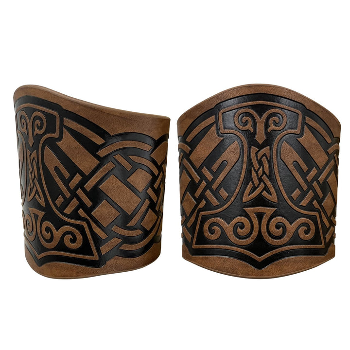 WorldNorse Armschienen mit Nordischer Drache Mjölnir und Vegvisir -Manschette