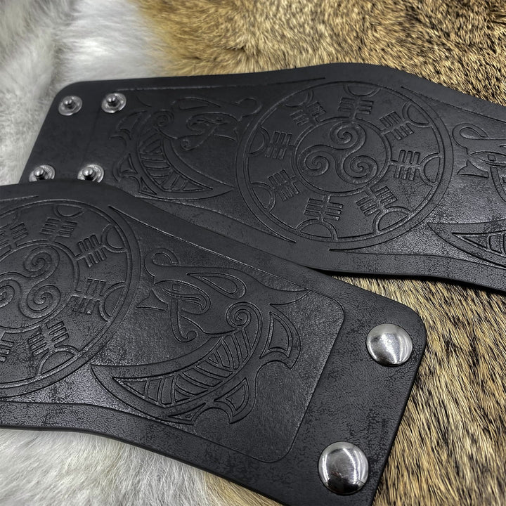 WorldNorse Armschienen mit Nordischer Drache Mjölnir und Vegvisir -Manschette
