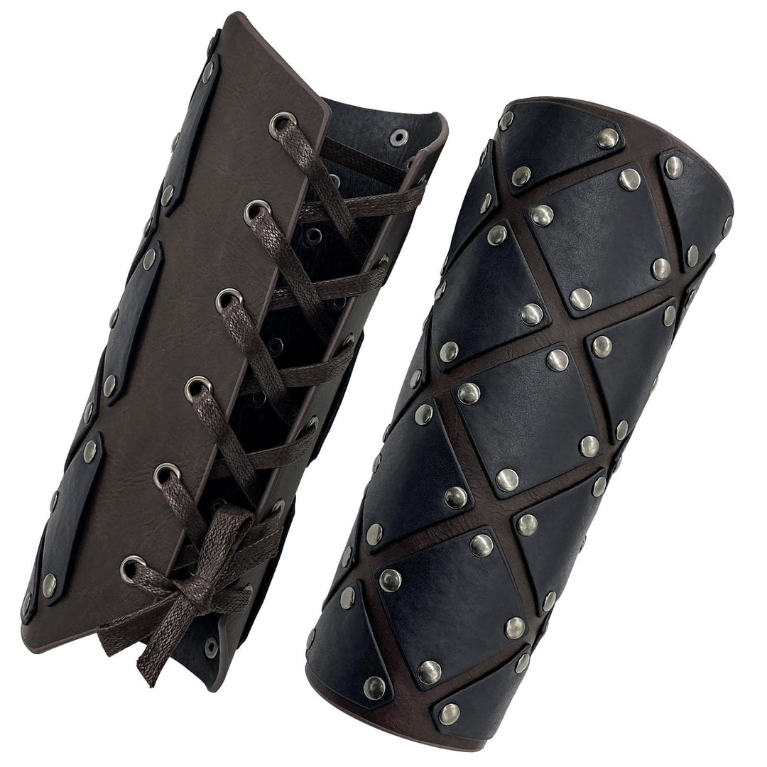 WorldNorse Mittelalterliche Punk-Handgelenksschützer mit Nieten und Schnürung