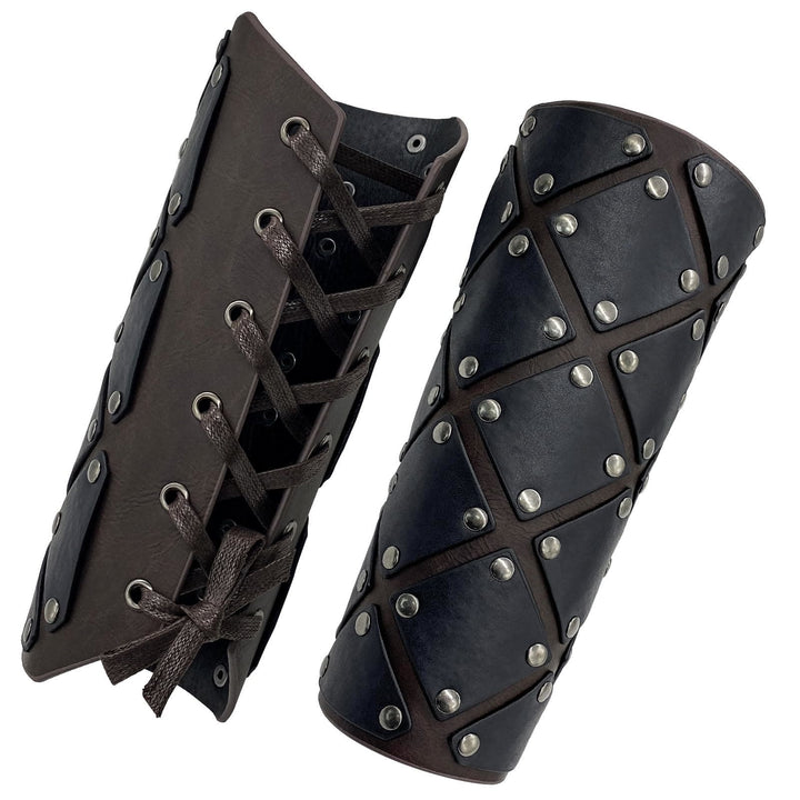 WorldNorse Mittelalterliche Punk-Handgelenksschützer mit Nieten und Schnürung