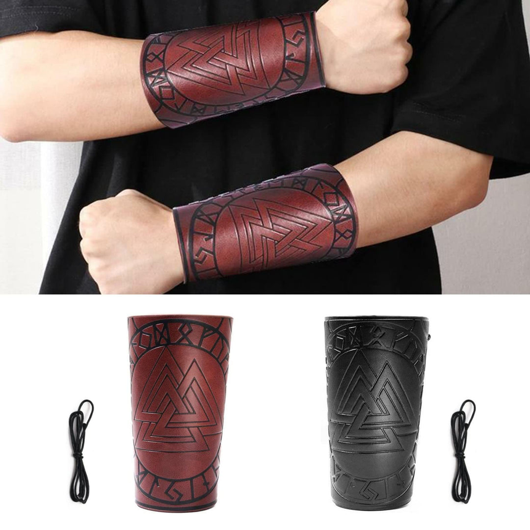WorldNorse Nordisches Amulett Valknut Wikinger Lederarmschienen