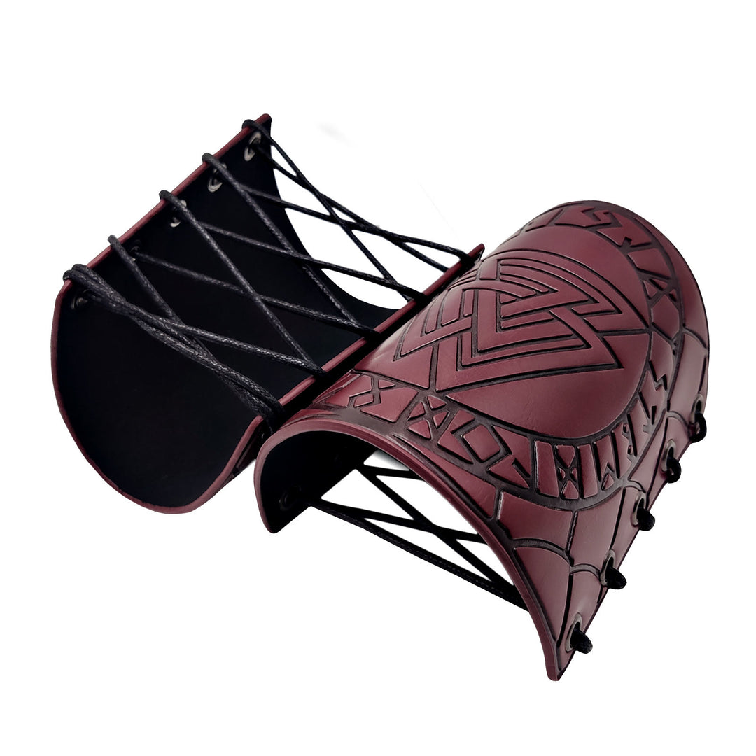 WorldNorse Nordisches Amulett Valknut Wikinger Lederarmschienen