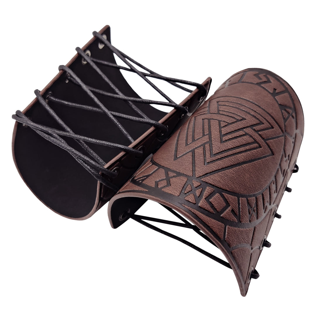WorldNorse Nordisches Amulett Valknut Wikinger Lederarmschienen