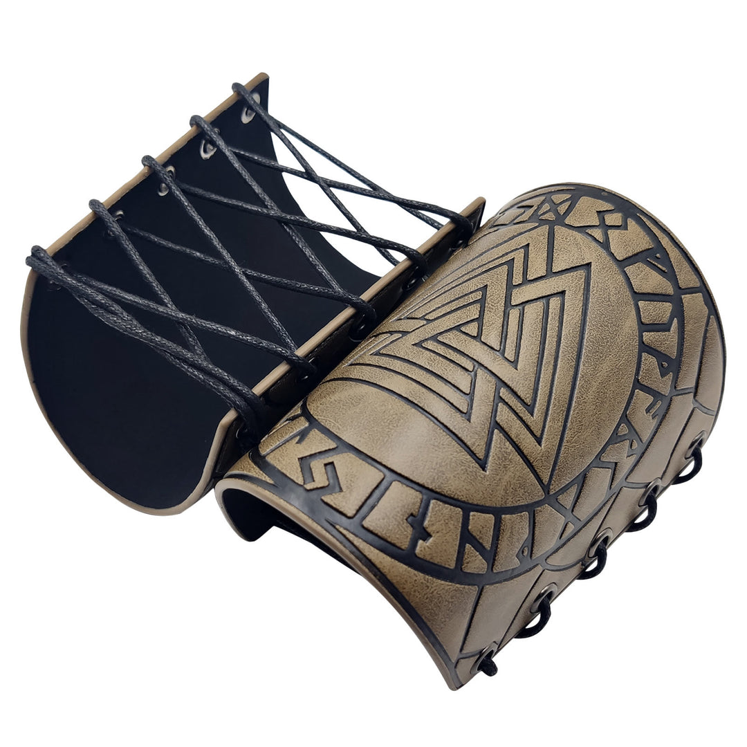 WorldNorse Nordisches Amulett Valknut Wikinger Lederarmschienen